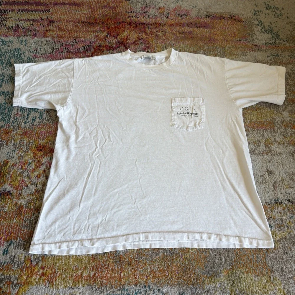 Banana Republic Vintage T Shirt Iguana Map Oceana Pocket 90s Single Stitch L
